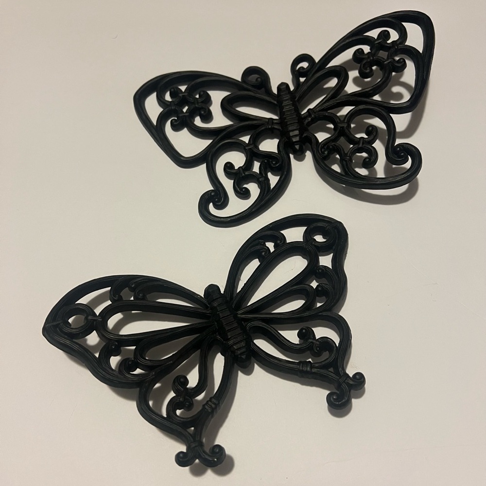 Vintage Black Syroco Plastic Butterfly Wall Decor